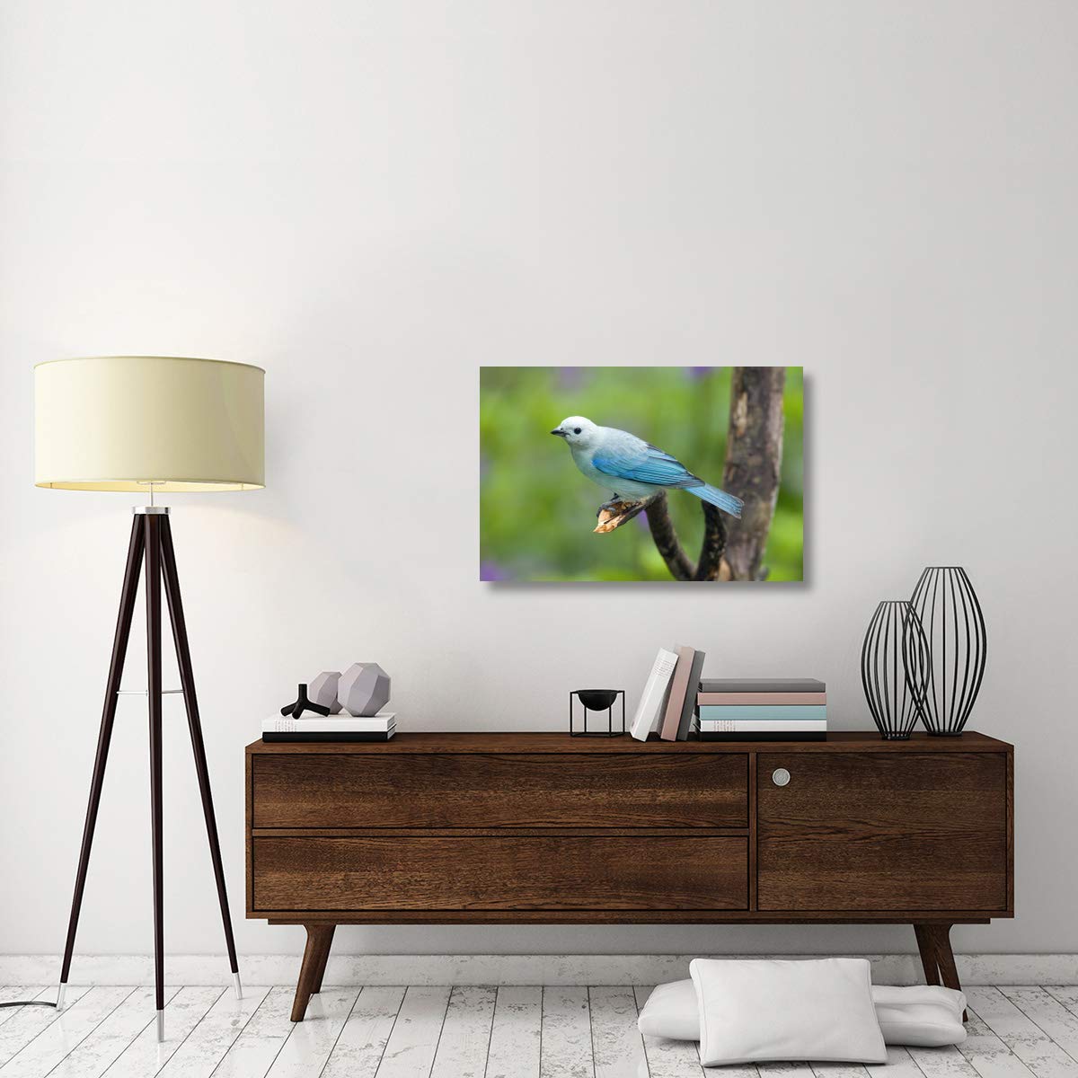 Blue-Gray Tanager Male Costa Rica Canvas Art Print - 36x24 Inches Wall Decor for Living Room, Bedroom & Office - Tropical Bird Wildlife Painting