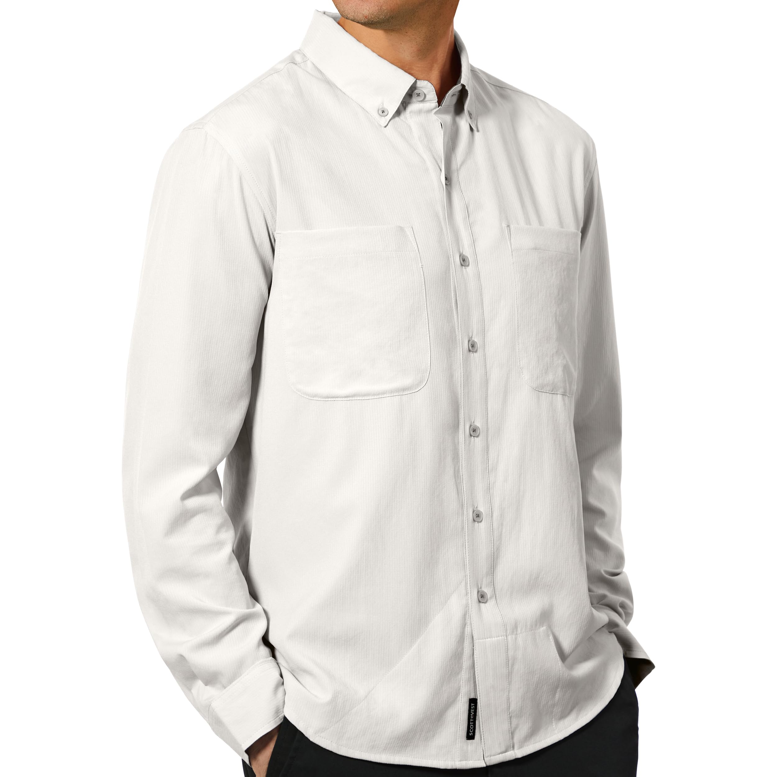 SCOTTeVEST Men's Adventurer Long Sleeve Travel Shirt with 6 Hidden Pockets - Quick Dry Button Down Shirt for Hiking, Camping & Outdoor Adventures