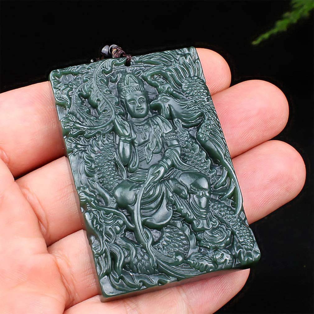 Natural Green Jade Pendant Necklace for Women & Men - Dragon, Phoenix, Buddha, Kwan-Yin & Eight Trigrams Amulet | Spiritual Protection & Fashion Jewelry Gift