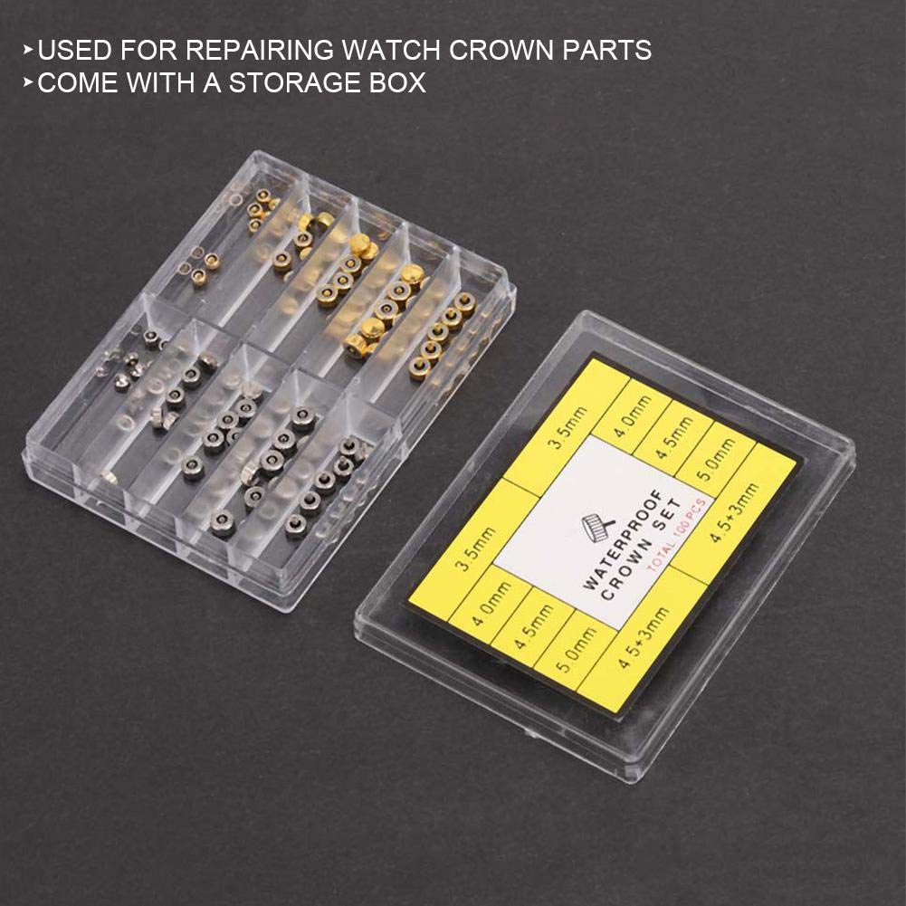 Waterproof Cimenn Watch Crown Parts - Assorted Replacement Watch Crown Accessories for Watchmakers & Repairers | DIY Watch Repair Tool Kit for Professional & Home Use