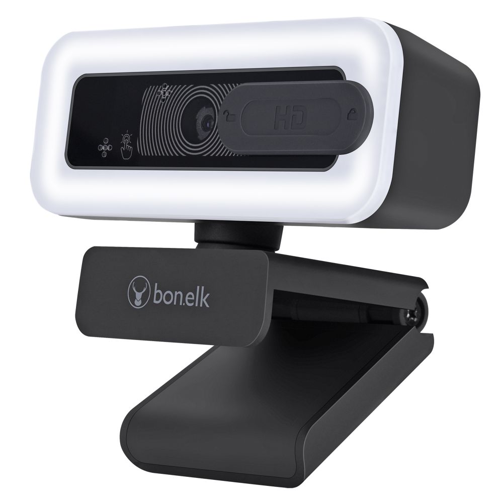 Bonelk Pro 1080p USB Webcam with LED Light - Clip On Computer Camera for Video Calls, Streaming & Online Meetings (Black) - Perfect for Home Office, Remote Work & Virtual Classrooms