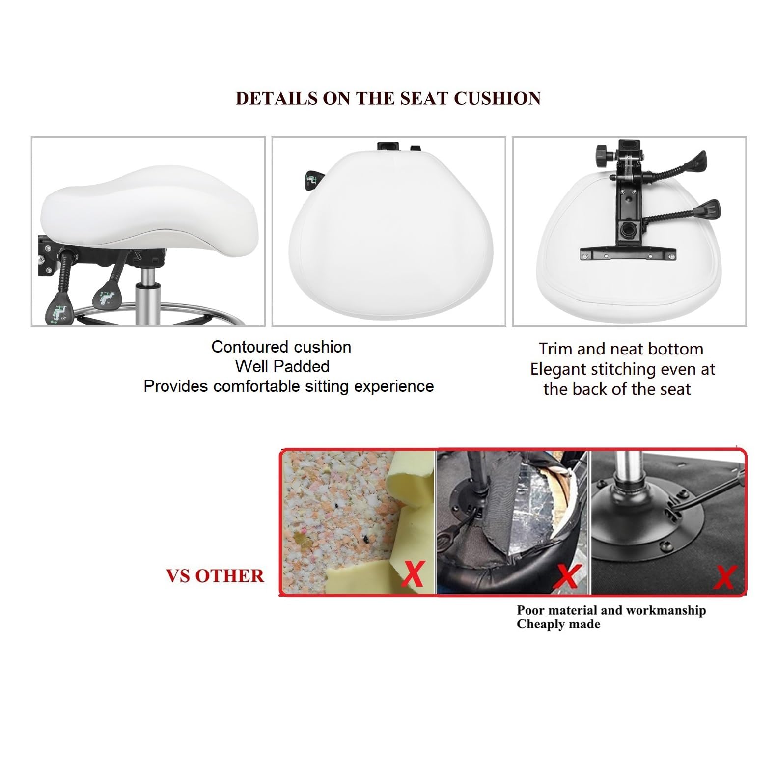 Adjustable Height Drafting Stool with Backrest & Footrest - Swivel Rolling Office Chair for Work, Studio, Dental, Salon & Kitchen - Ergonomic Home Desk Chair (White) - Perfect for Artists, Designers & Professionals