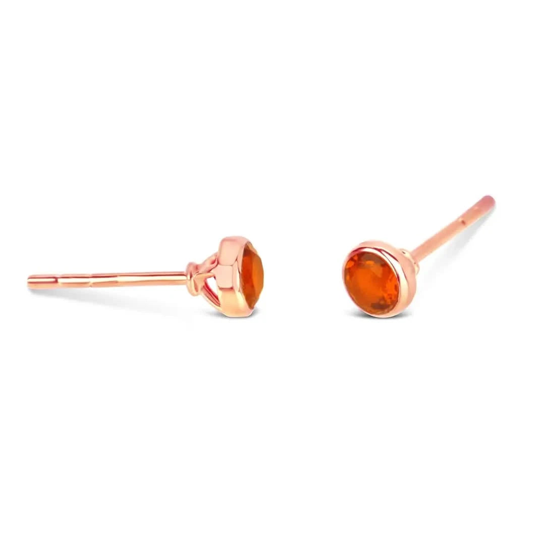 Carnelian Mini Stud Earrings - Rose Gold July Birthstone Jewelry for Women - Perfect for Gifts, Birthdays & Everyday Wear