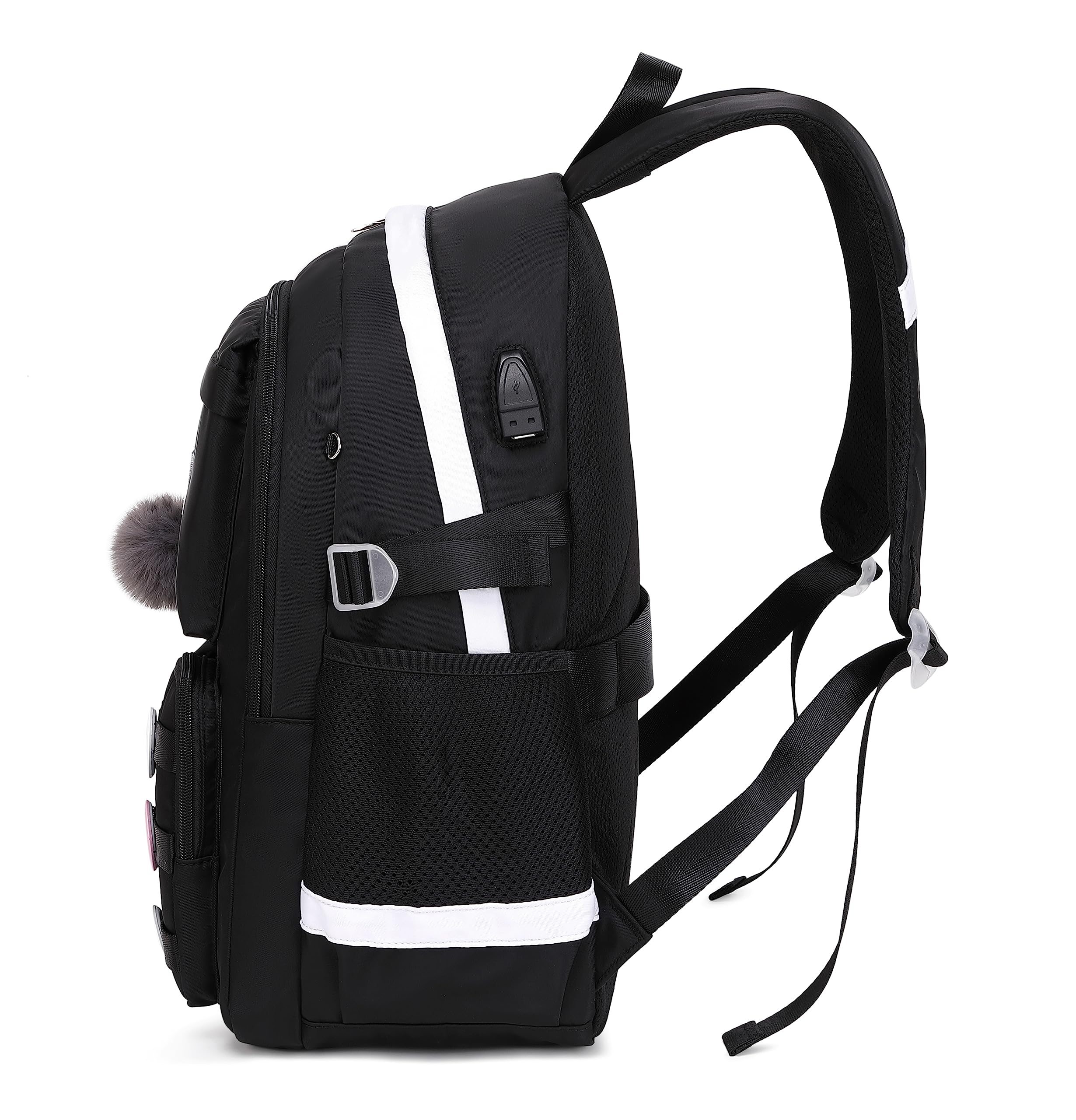 Stylish Black Laptop Backpack for Women & Girls - Trendy College School Bag with USB Charging Port | Perfect for Work, Travel & Daily Commute