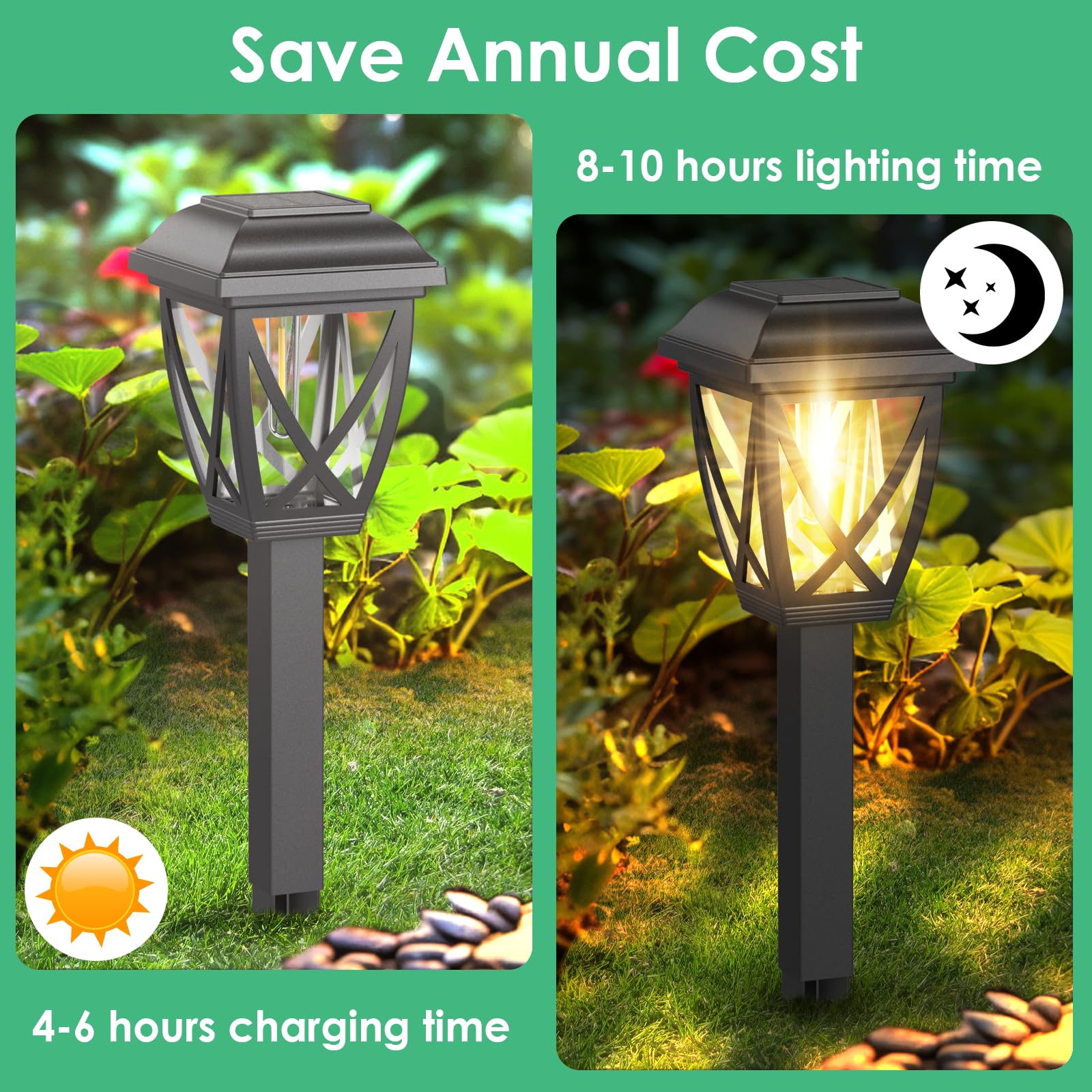 Derynome 10 Pack Solar Pathway Lights Outdoor Waterproof - Solar Powered Garden Lights for Yard, Patio, Walkway, Landscape Decor | Perfect for Evening Ambiance & Outdoor Safety Lighting