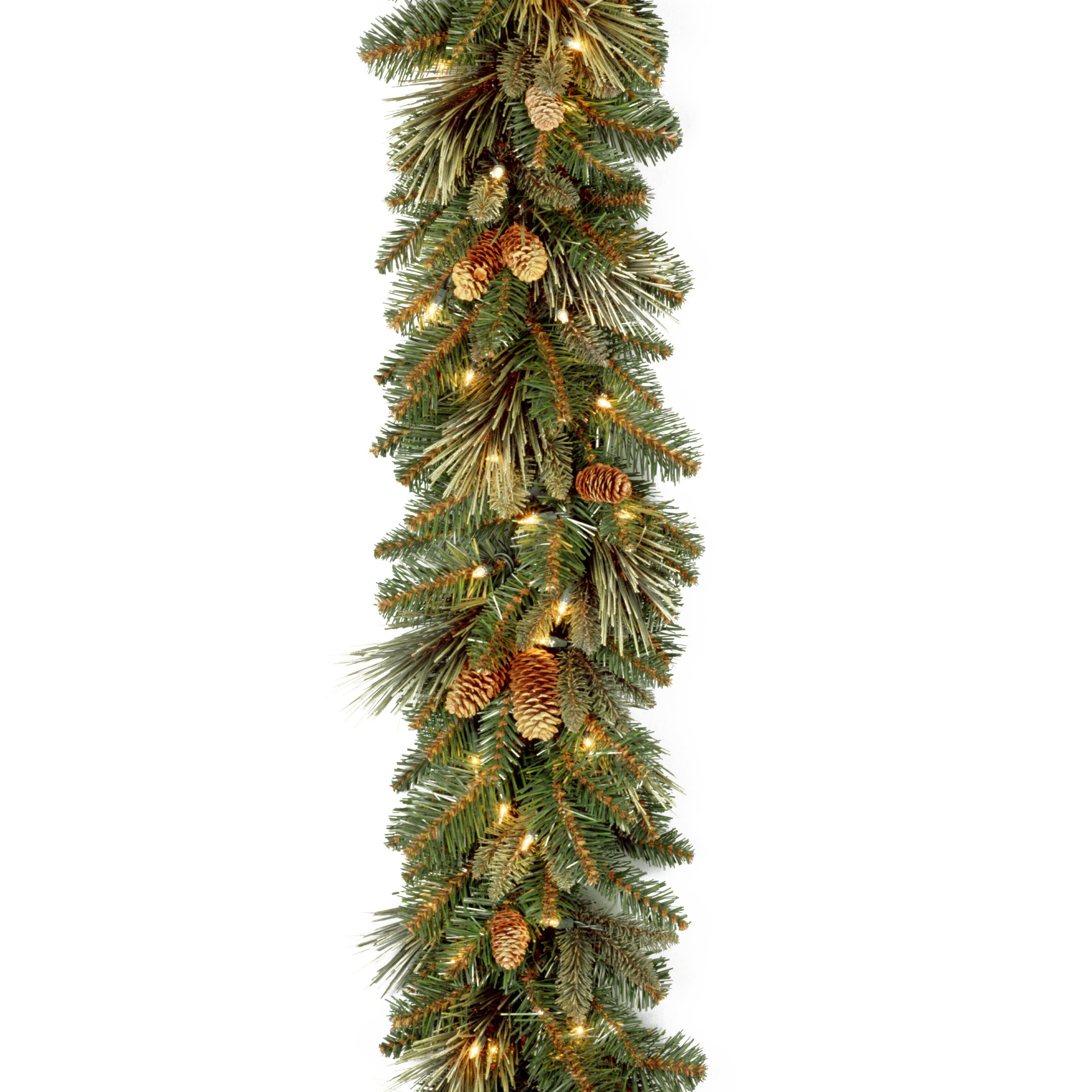 National Tree Company 24-Inch Pre-Lit Artificial Christmas Garland & Wreath Set - Flocked Crestwood Spruce with Mixed Decorations & White LED Lights for Holiday Home Decor, Fireplace, and Door Decoration