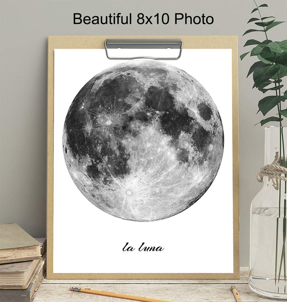 La Luna - Full Moon Wall Decor - Celestial Astronomy Art - Unique Lunar Photo Print - Perfect for Home, Office & Astronomy Gifts - Moon Phase Wall Art for Bedroom, Living Room & Nursery Decor