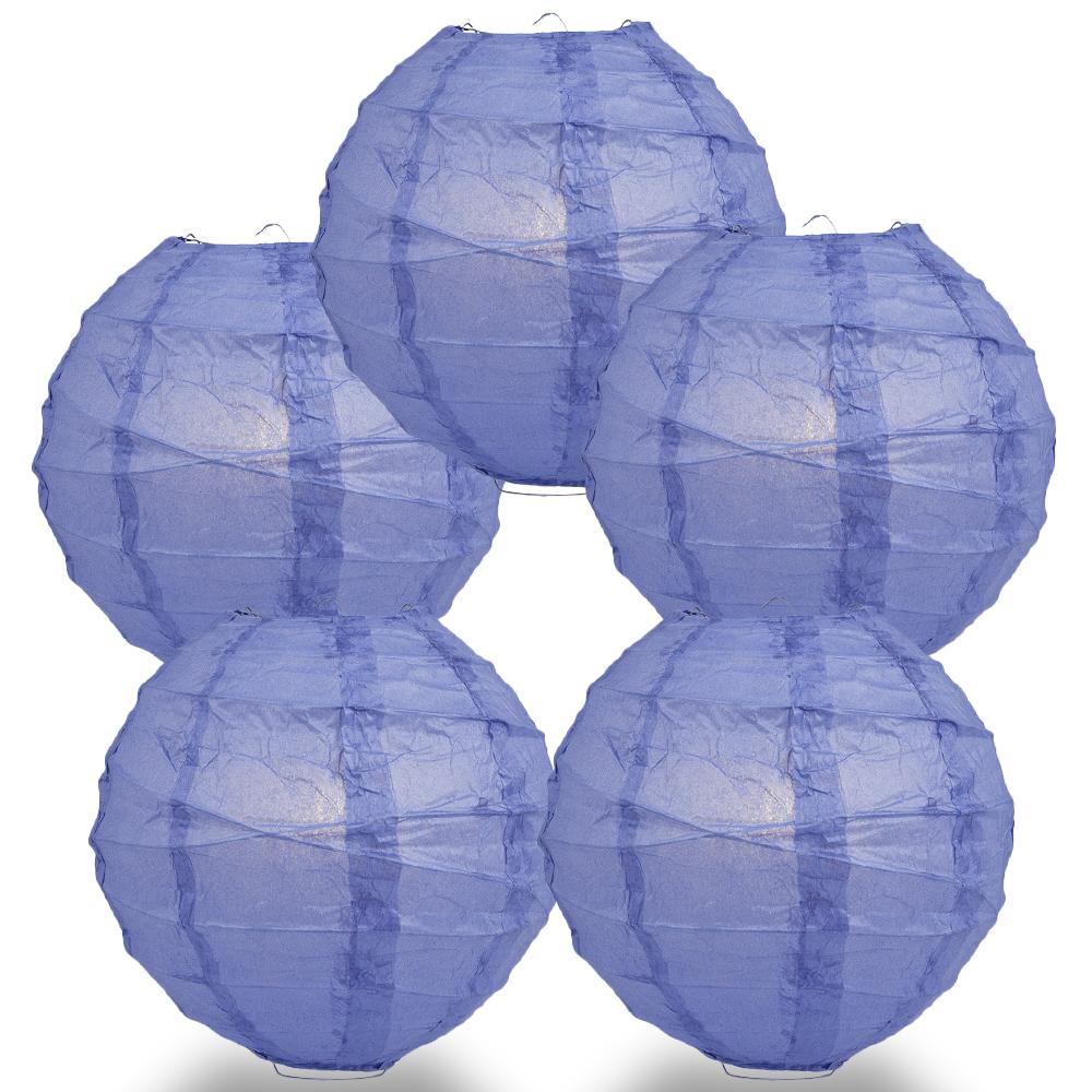 5 Pack 12 Inch Astra Blue/Very Periwinkle Freestyle Ribbed Hanging Paper Lanterns - Perfect for Weddings, Parties, and Home Decor