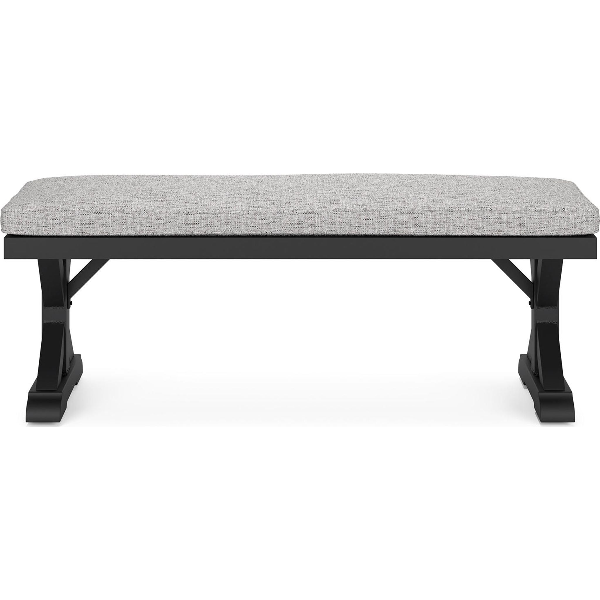 **Beachcroft Outdoor Bench with Cushion - Weather-Resistant Patio Furniture for Garden, Porch & Backyard - Black/Light Gray**    (Note: This optimized title includes keywords like 