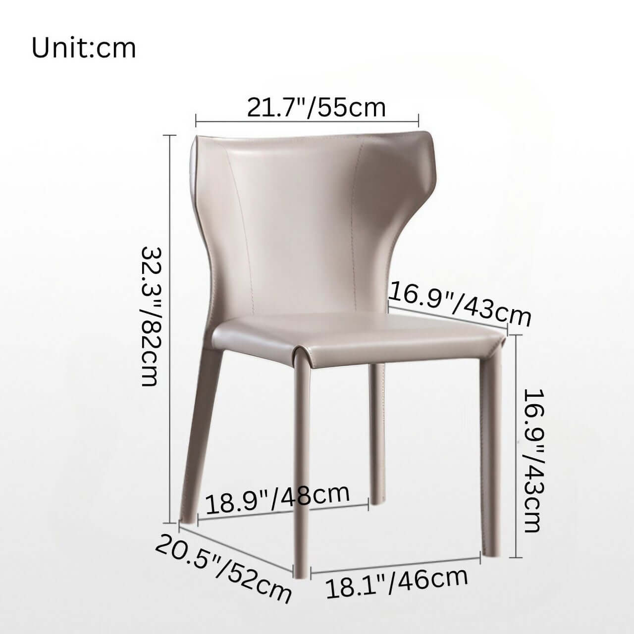 Light Khaki Saddle Leather C-Shaped Curved Backrest Dining Chair - Single Luxurious Minimalist Design for Modern Home, Restaurant & Office Use