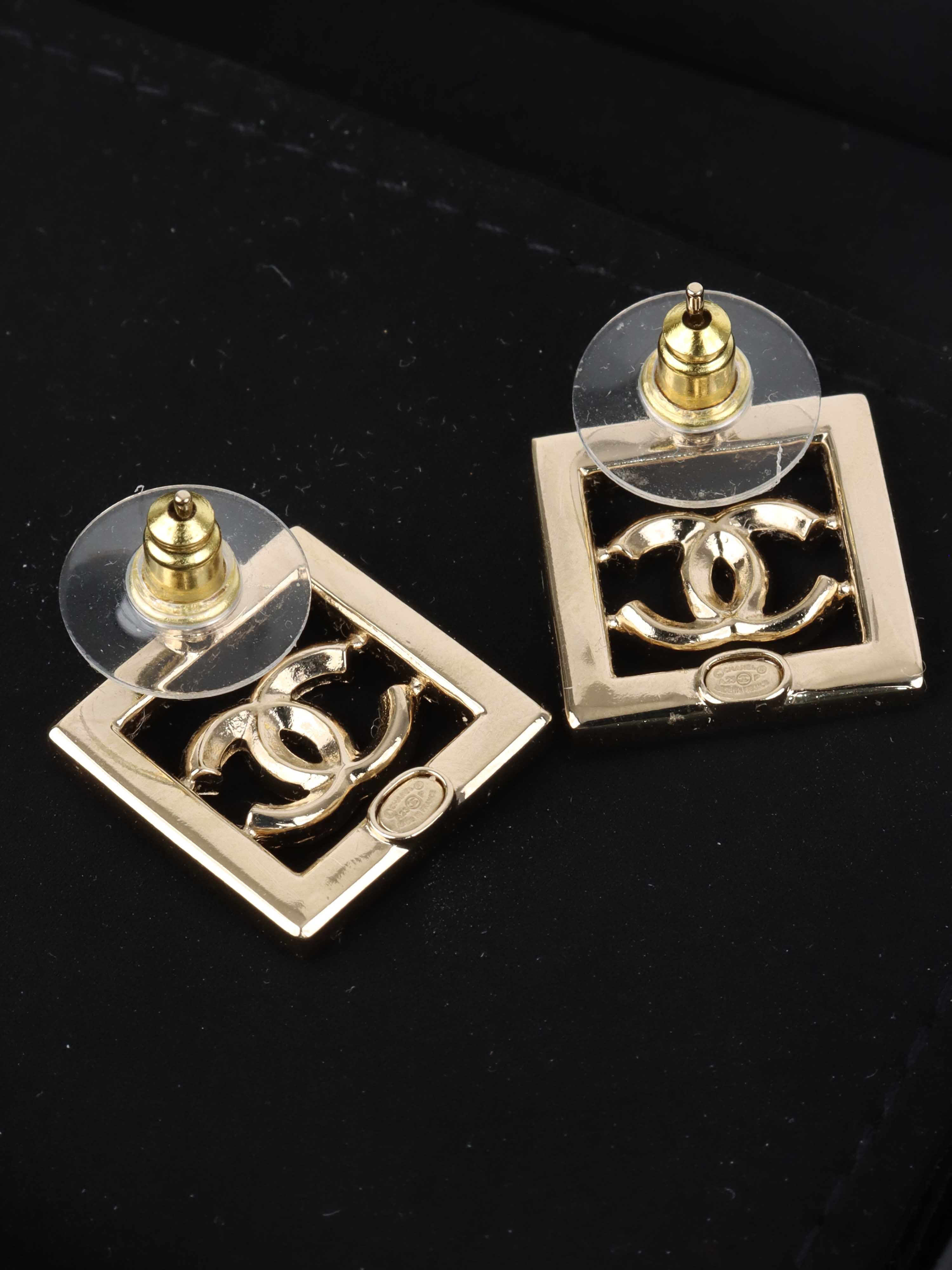 Chanel Gold Square Earrings for Women - Luxury Fashion Jewelry Gift for Birthday, Anniversary & Special Occasions | Elegant Everyday Wear & Party Accessories
