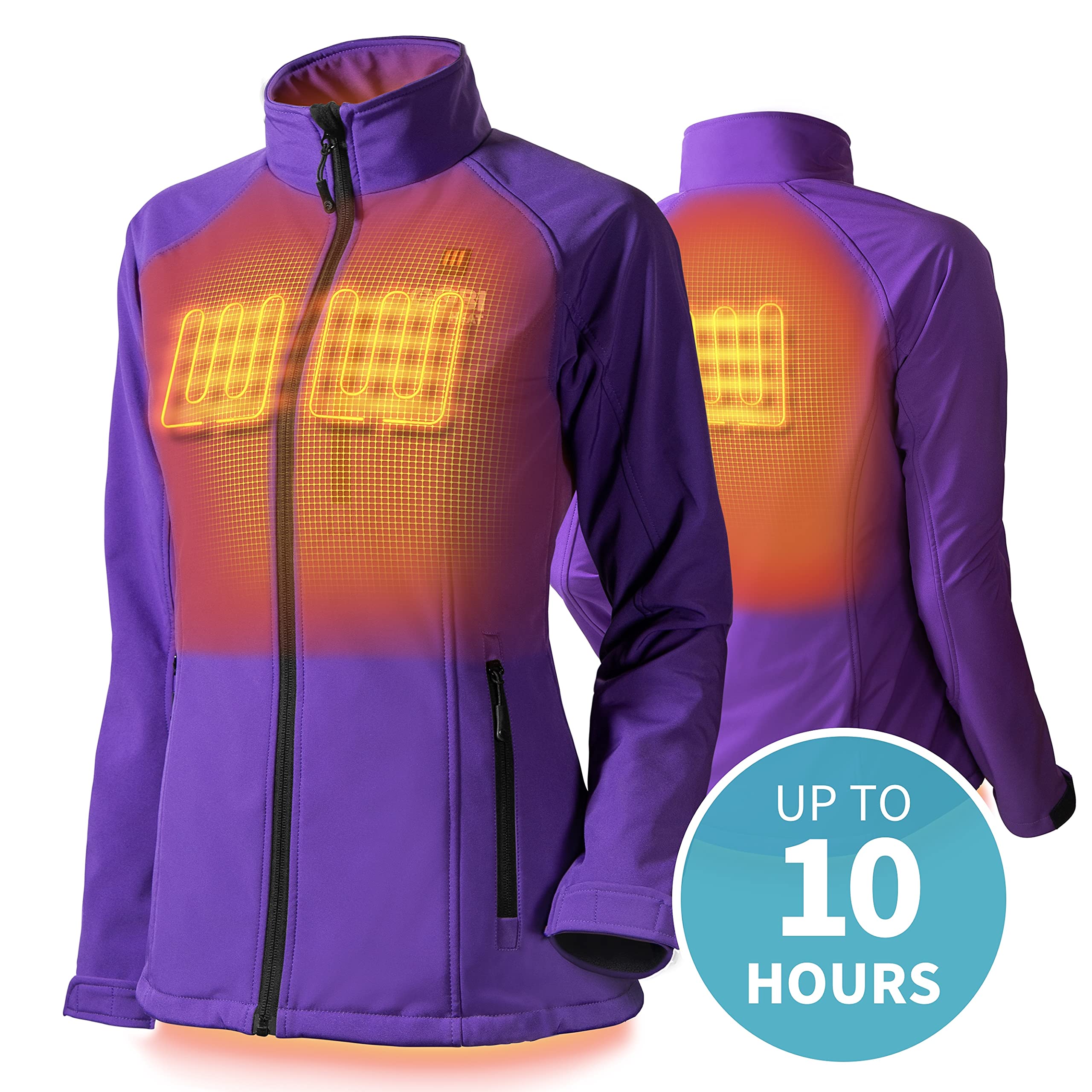 Sahara Women's Heated Jacket with 10-Hour Battery & USB Charger | Machine Washable Winter Coat for Outdoor Activities, Hiking & Cold Weather