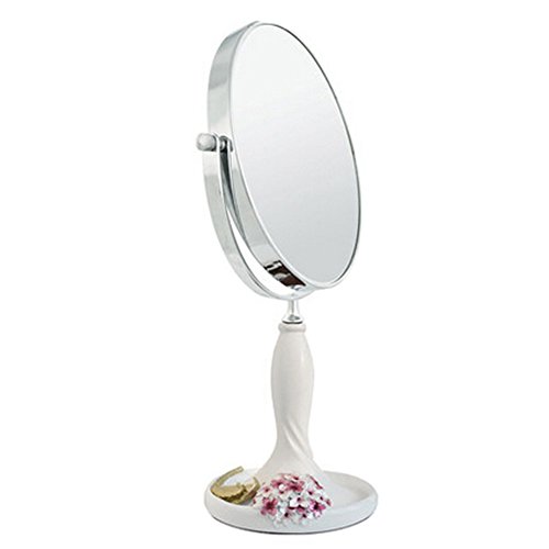 7-Inch Two-Sided Makeup Mirror with LED Lights - Vanity Tabletop Cosmetic Mirror (White/Pink) for Perfect Makeup Application, Skincare Routine & Salon Styling