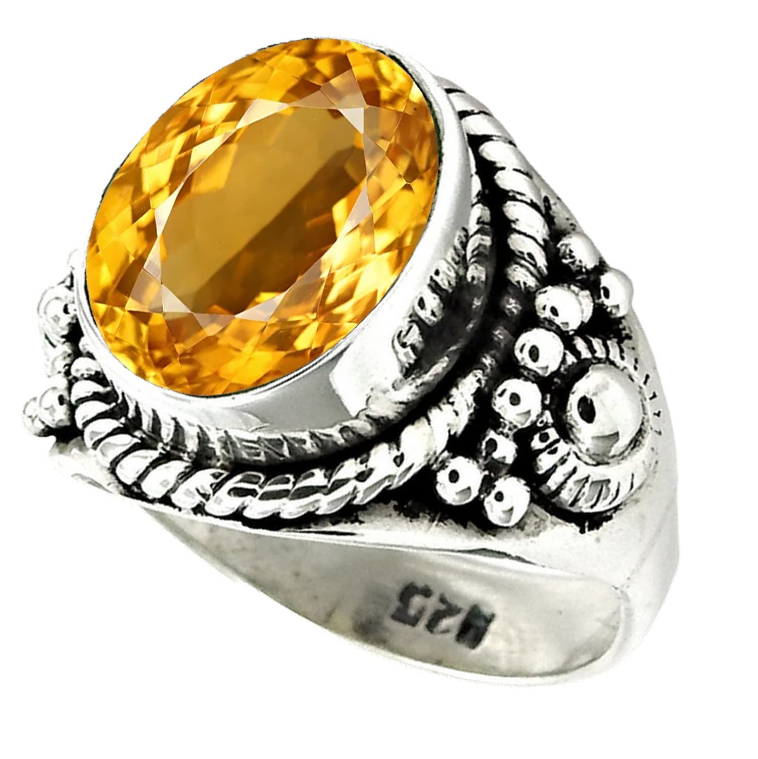Natural Lemon Quartz Yellow Gemstone Handmade Statement Ring for Women - Size 7 | Elegant Jewelry Gift for Mom, Wife & Girlfriend | Perfect for Mother's Day, Anniversary & Special Occasions