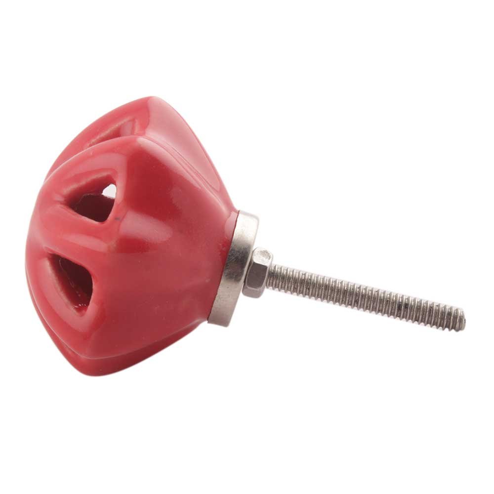 IndianShelf 14 Pack Ceramic Flower Drawer Knobs - Red Cabinet Hardware Pulls for Kitchen, Dresser, Chest & Furniture - Decorative Luxury Home Upgrade for Bedroom, Bathroom & Office Organization