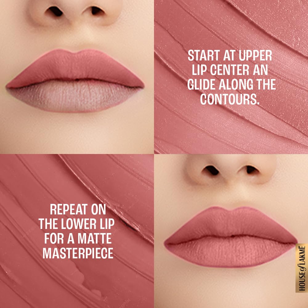 LAKMÉ 9To5 Primer + Matte Lipstick in Blushing Nude MP7 - 3.6g Long Lasting Lip Color for Work & Everyday Wear | Perfect for Office, Dates & Special Occasions