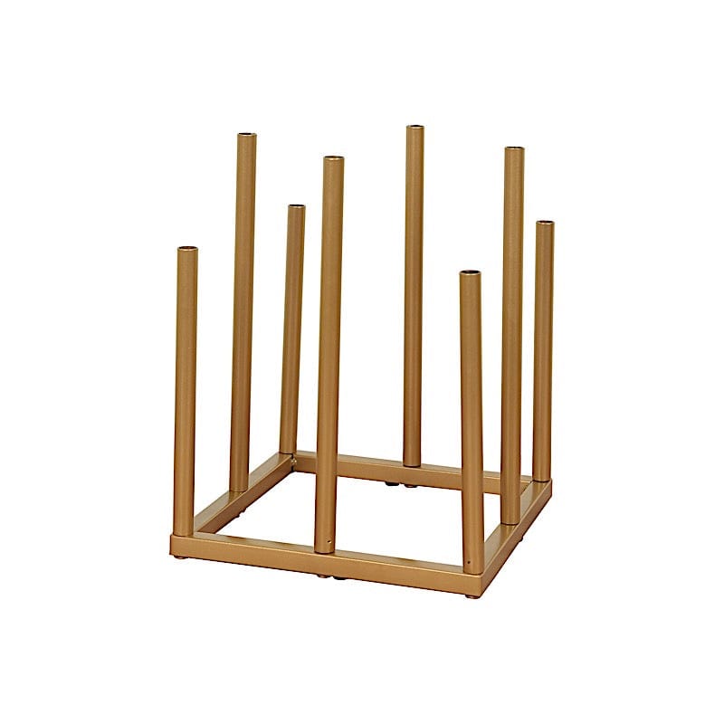 10 Square 8 Tubes Minimalist Modern Flower Vase - Gold Geometric Centerpiece for Wedding, Home Decor, and Table Arrangements