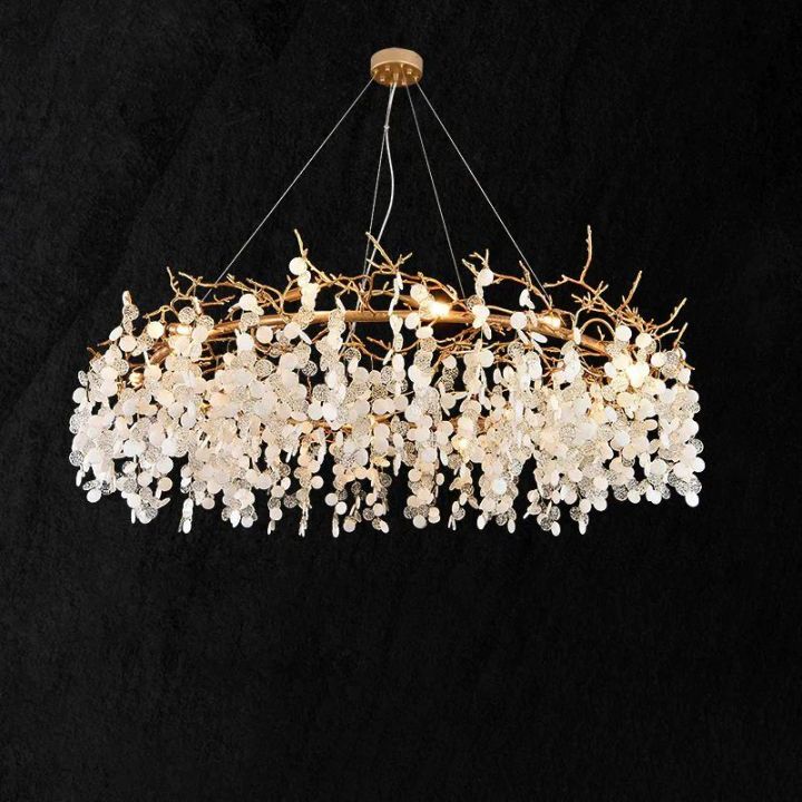 Donna Round Circle Fortune Tree Round Branch Chandelier - Elegant Boho Ceiling Light for Living Room, Bedroom & Dining Room Decor