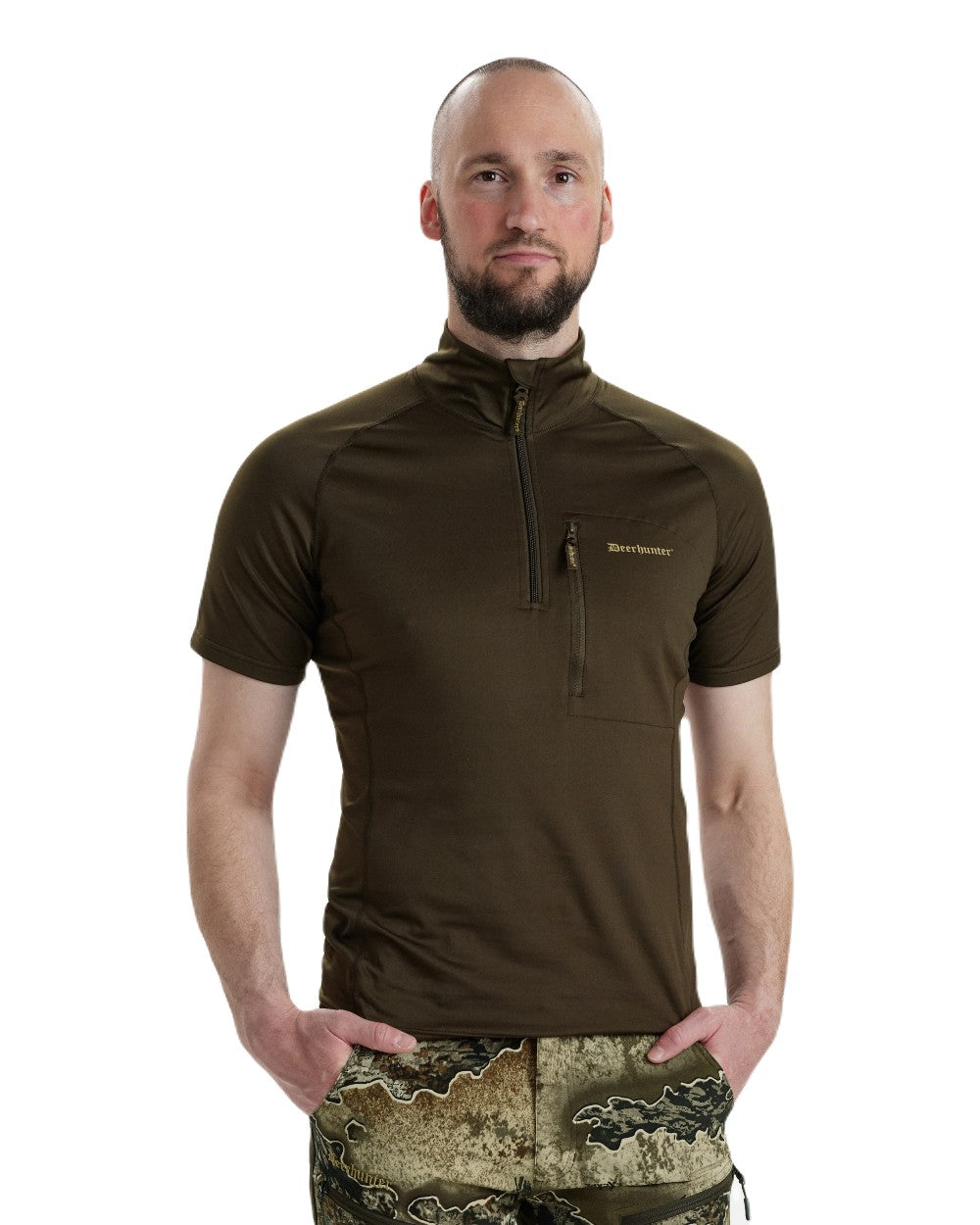 Deerhunter Excape Insulated Zip Neck T-Shirt for Men - Warm Thermal Base Layer for Hunting, Hiking & Outdoor Activities