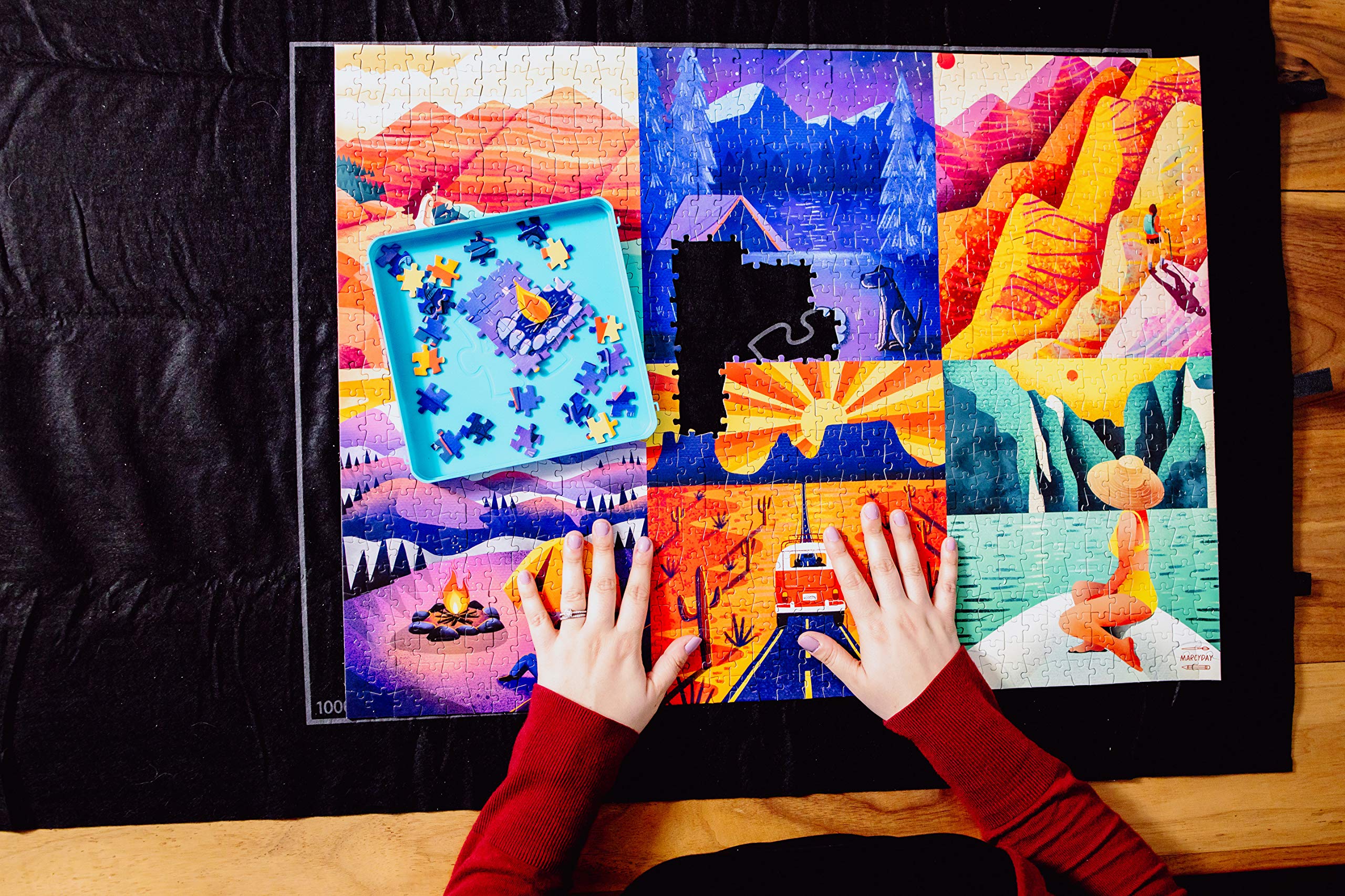 Buffalo Games Roll-Up Puzzle Mat - Felt Puzzle Saver & Assembly Mat for 1500 Piece Puzzles - Black - Perfect for Puzzle Storage, Travel & Easy Cleanup
