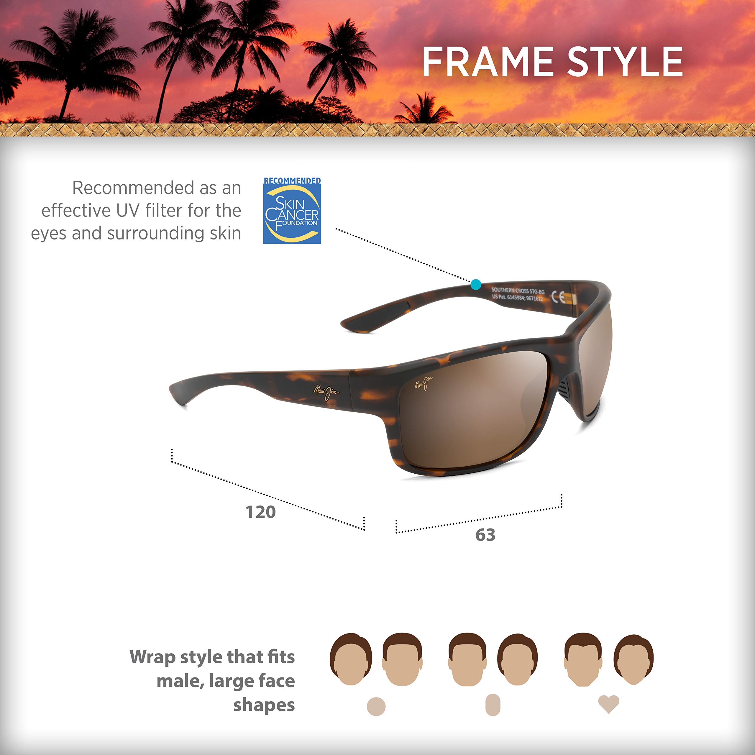 Maui Jim Southern Cross Polarized Wrap Sunglasses for Men - UV Protection, Anti-Glare, Lightweight & Durable - Perfect for Driving, Fishing, and Outdoor Activities