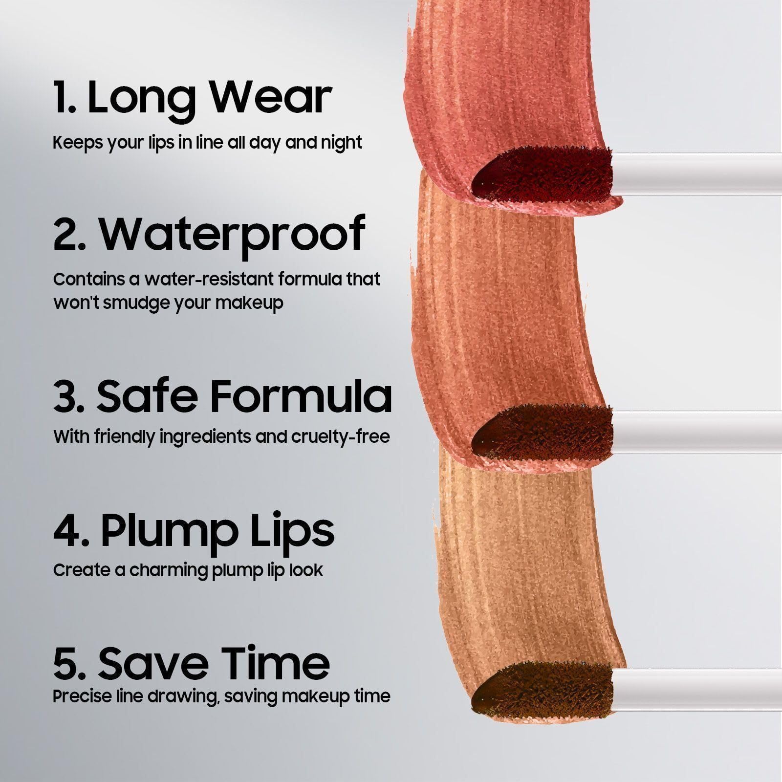 Long-Lasting Matte Lip Liner & Peel Off Lip Stain - Waterproof Nourishing Lip Tint Tattoo for Vibrant Lip Color, Moisturizing & Smudge-Proof (Nude) | Perfect for Parties, Date Nights & Everyday Wear