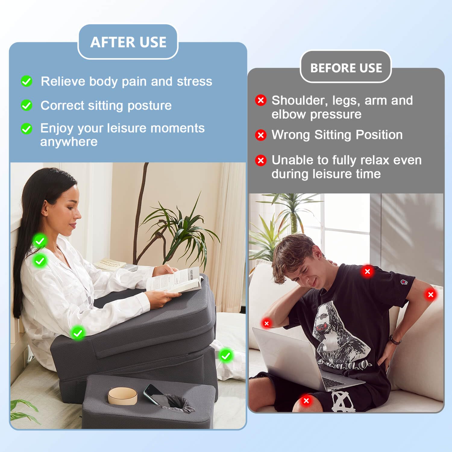 Memory Foam Lap Desk with Cup Holder - Portable Laptop Pillow for Couch, Bed & Gaming - Soft Writing Surface with Phone Stand (Grey) - Perfect for Home Office, Study & Relaxing in Bed