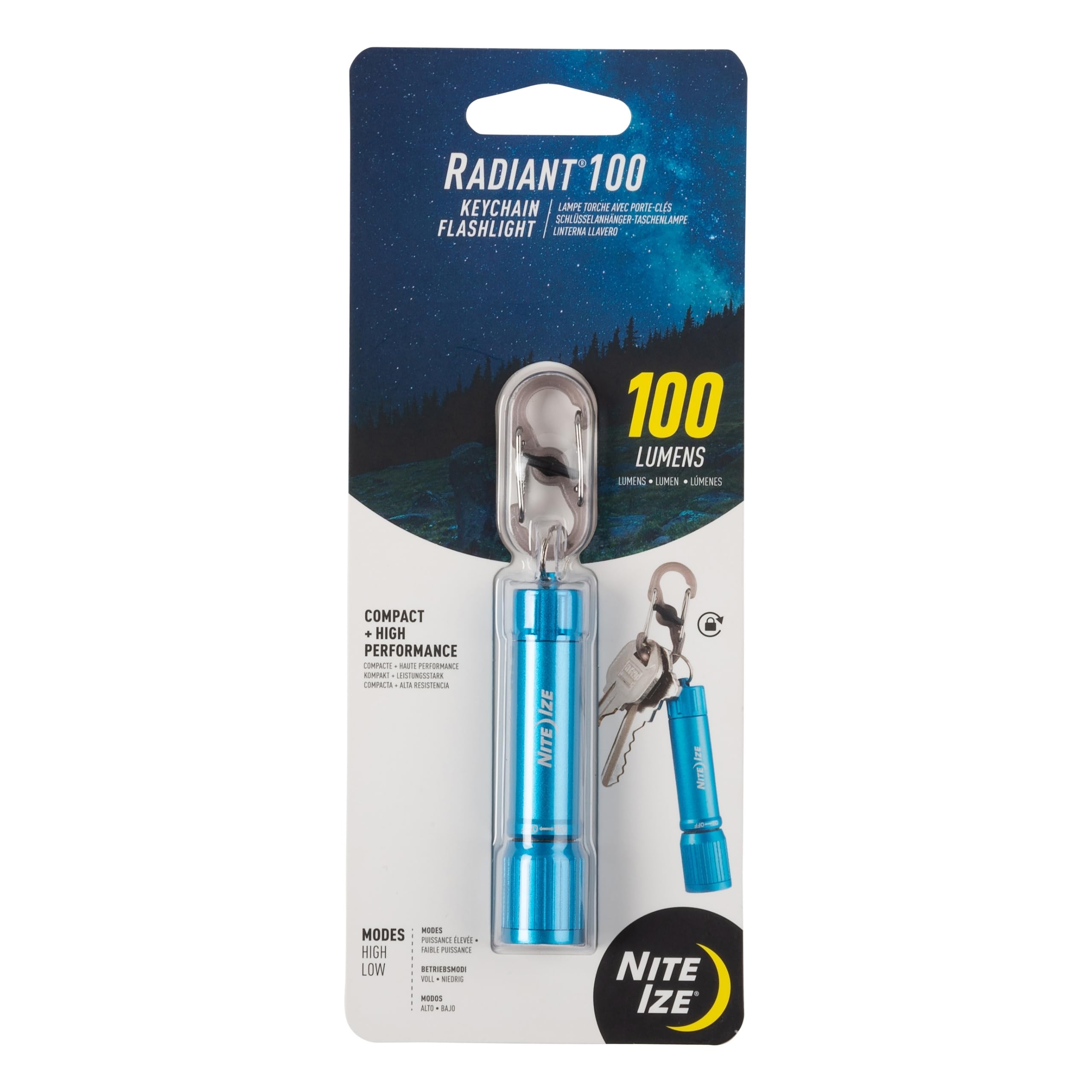 Nite Ize Radiant 100 Lumen Waterproof Keychain Flashlight - Ultra Bright Mini LED Flashlight for Keys, Backpacks & Emergency Kits - Perfect for Camping, Hiking & Power Outages (Blue)