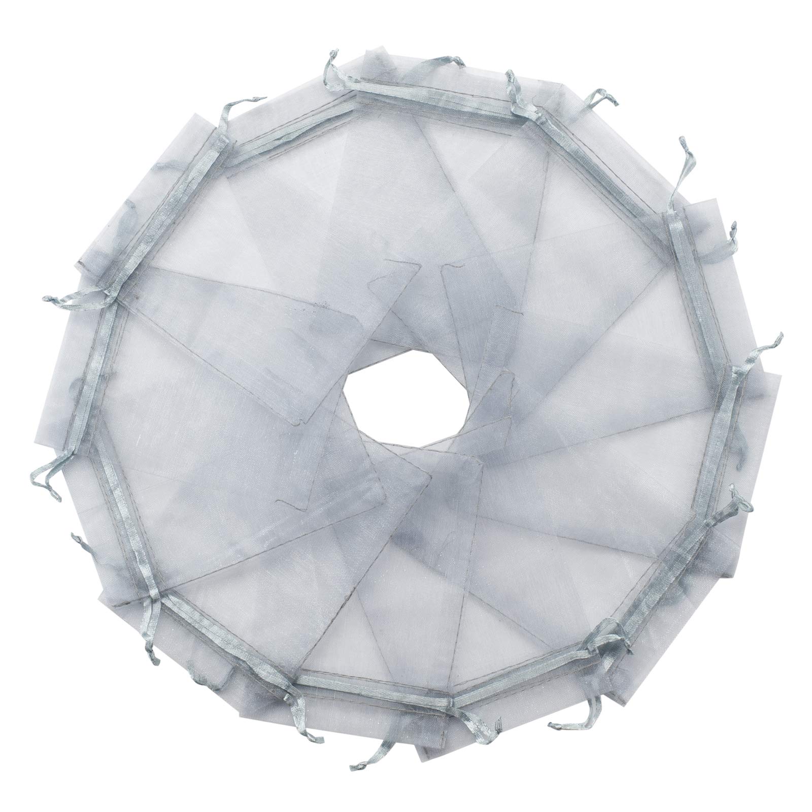 100-Piece 4x6 Inch Grey Organza Gift Bags - Elegant Wedding Favors, Party Supplies, Jewelry Pouches & Soap Sachets for Bridal Showers, Baby Showers, Birthdays & Holiday Gifting