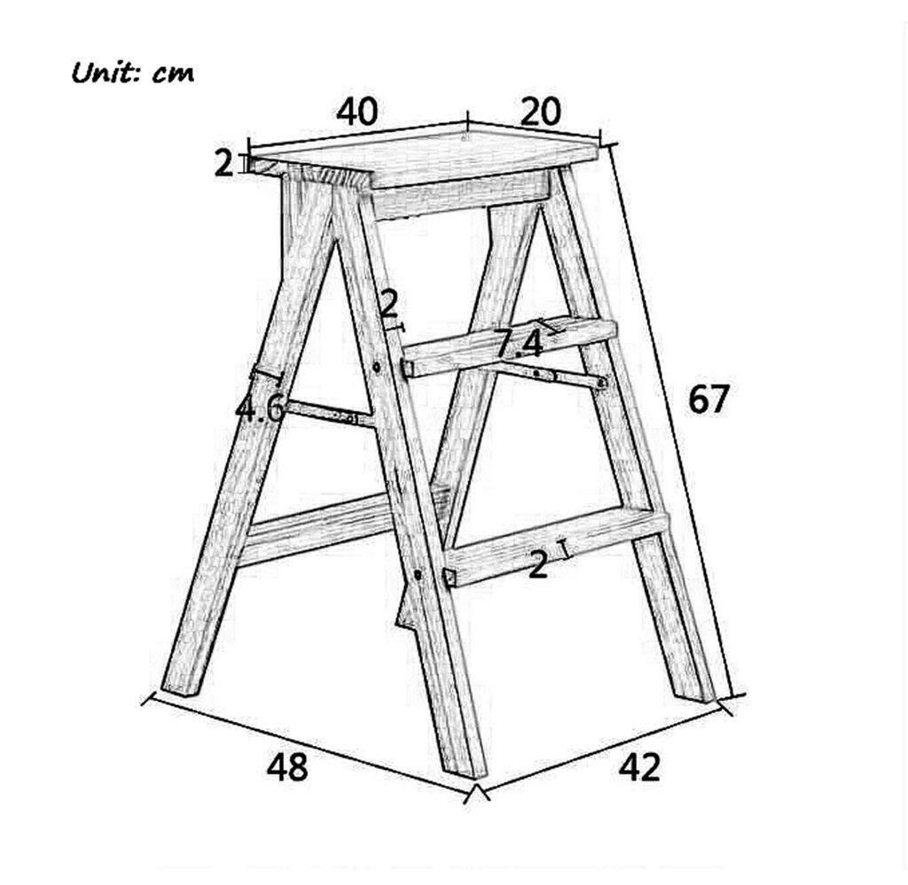 FADUNI Solid Wood Folding Stool, Multifunctional Kitchen Step Stool with 3-Step Ladder, White - Perfect for Kitchen, Bathroom, and Home Storage Use