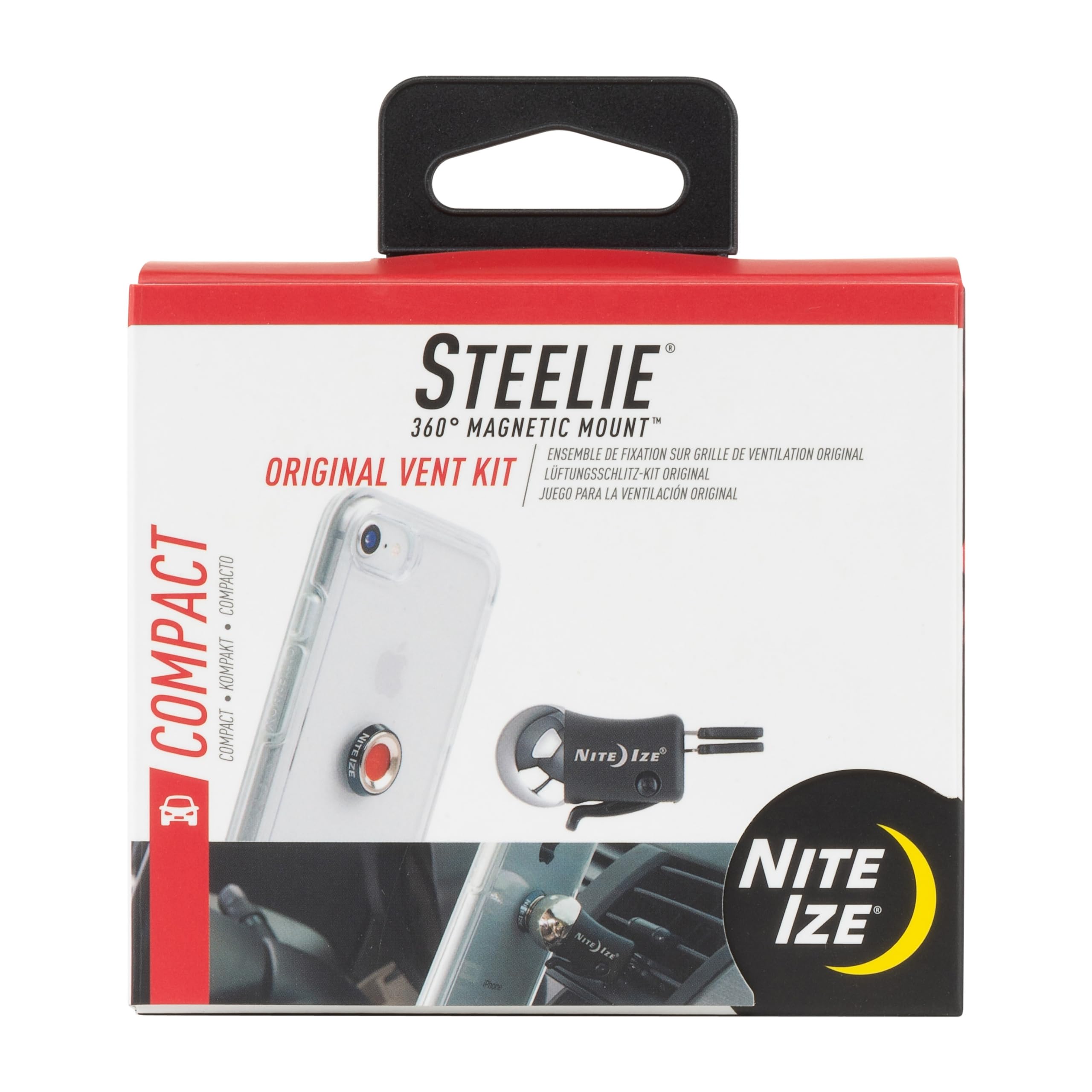 Nite Ize Steelie Original Vent Kit - Magnetic Phone Mount for Car Vents - Strong Neodymium Magnets - Universal Car Dashboard Phone Holder - Perfect for Hands-Free Navigation & Safe Driving