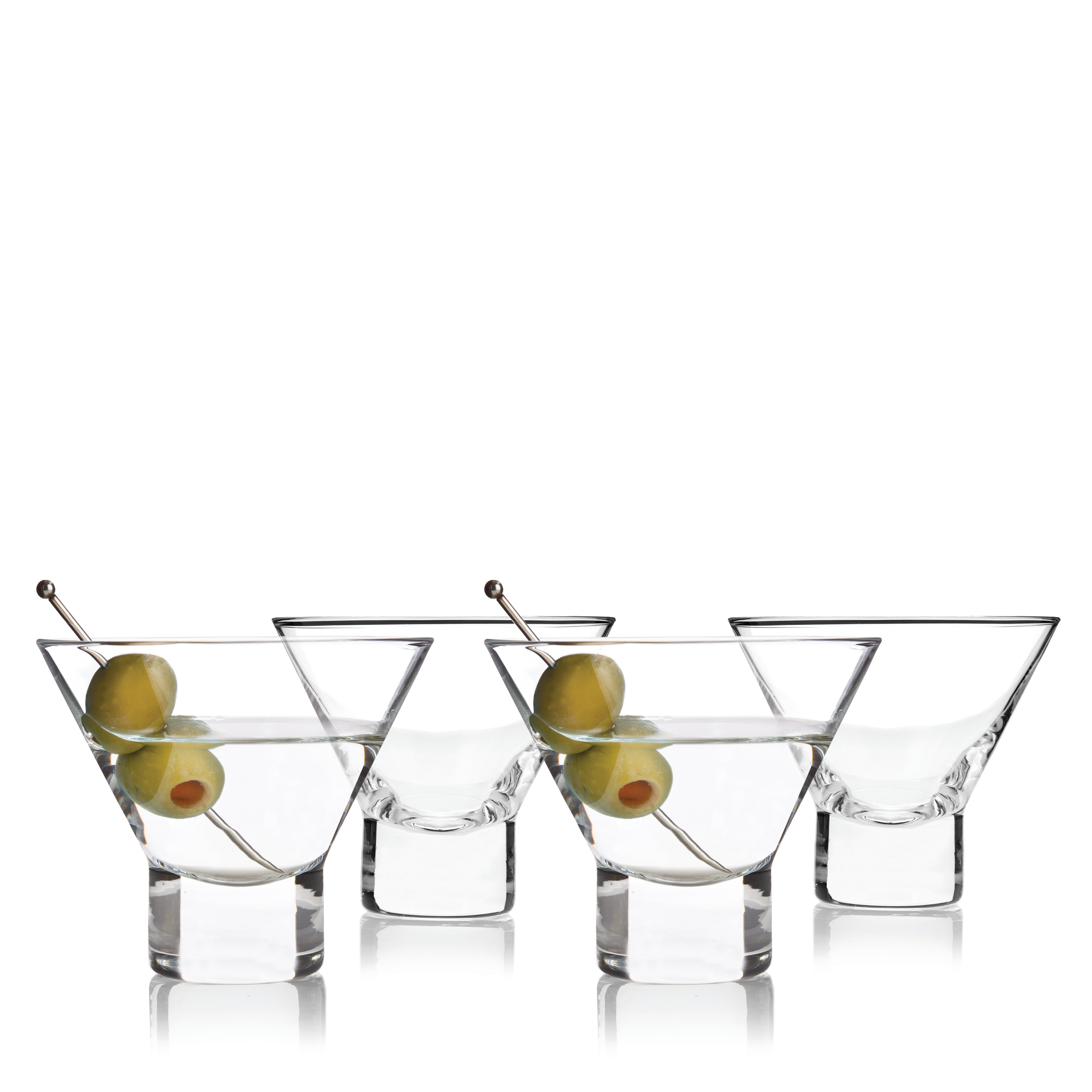 Premium Raye Heavy Base Crystal Stemless Martini Glasses Set of 4 - Elegant Cocktail Glasses for Martini, Margarita, Wine & Whiskey - Perfect for Home Bars, Parties & Wedding Receptions