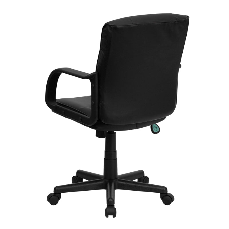 FLASH Rider Mid Back Black LeatherSoft Swivel Task Office Chair with Arms - Ergonomic Desk Chair for Home Office, Gaming & Workspace Comfort