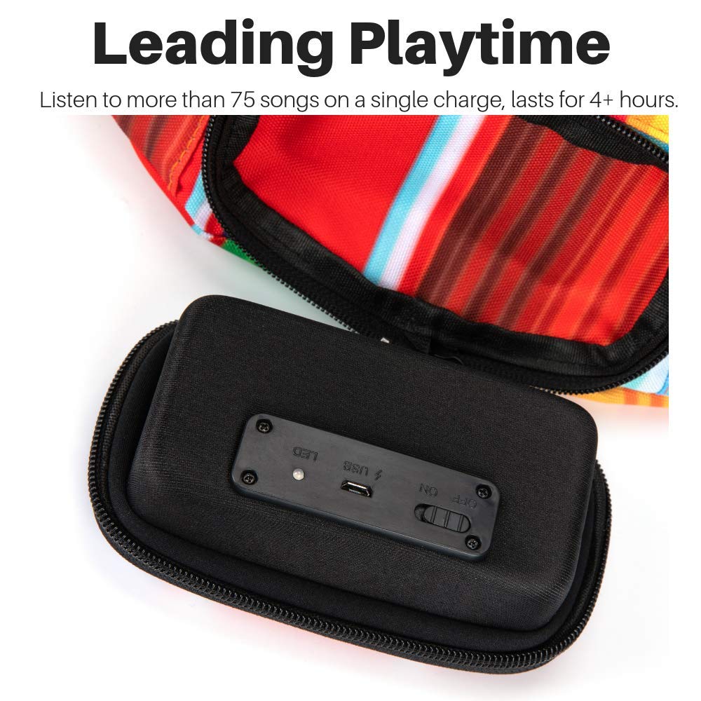 Bluetooth Fanny Pack with Built-in Speakers - Rechargeable Wireless Waist Pack for iPhone & Android - Perfect for Parties, Festivals, Raves, Beach & Boat Outings (Rainbow Color)