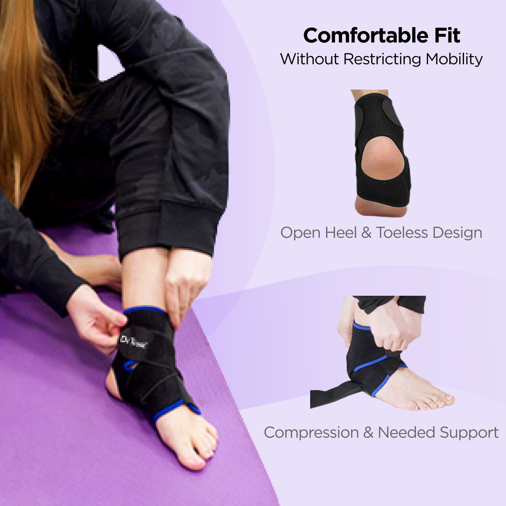 Dr Trust USA Ankle Brace - Elastic Compression Wrap for Fracture Recovery, Broken Ankle Support & Injury Pain Relief - Orthopedic Foot Stabilizer (Pack of 1) - Ideal for Sports Injuries, Post-Surgery Recovery & Daily Mobility Support