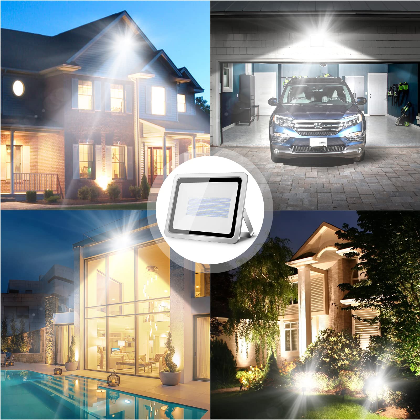 800W Super Bright 80000LM LED Flood Light Outdoor - 6500K Cold White Waterproof Security Light (IP65) for Garden, Garage, Backyard, Warehouse & Stadium Lighting