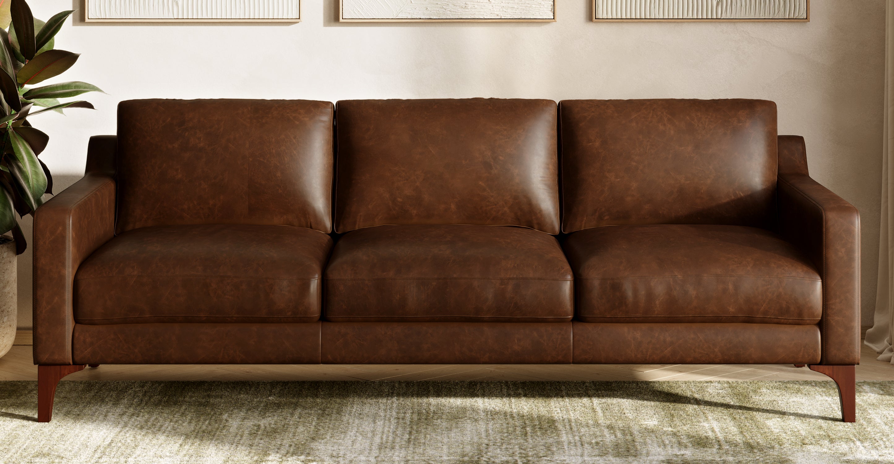 Luxury Sorrento Genuine Leather Sofa - Modern Comfort for Living Room, Office & Lounge - Perfect for Home Decor & Relaxation