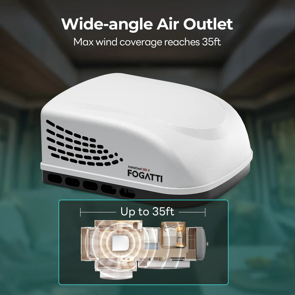 Fogatti InstaCool 150 II RV Rooftop Air Conditioner - 15,000 BTU Non-Ducted Cooling Unit 115V for Campers & Motorhomes | Perfect for Summer Road Trips & Outdoor Adventures