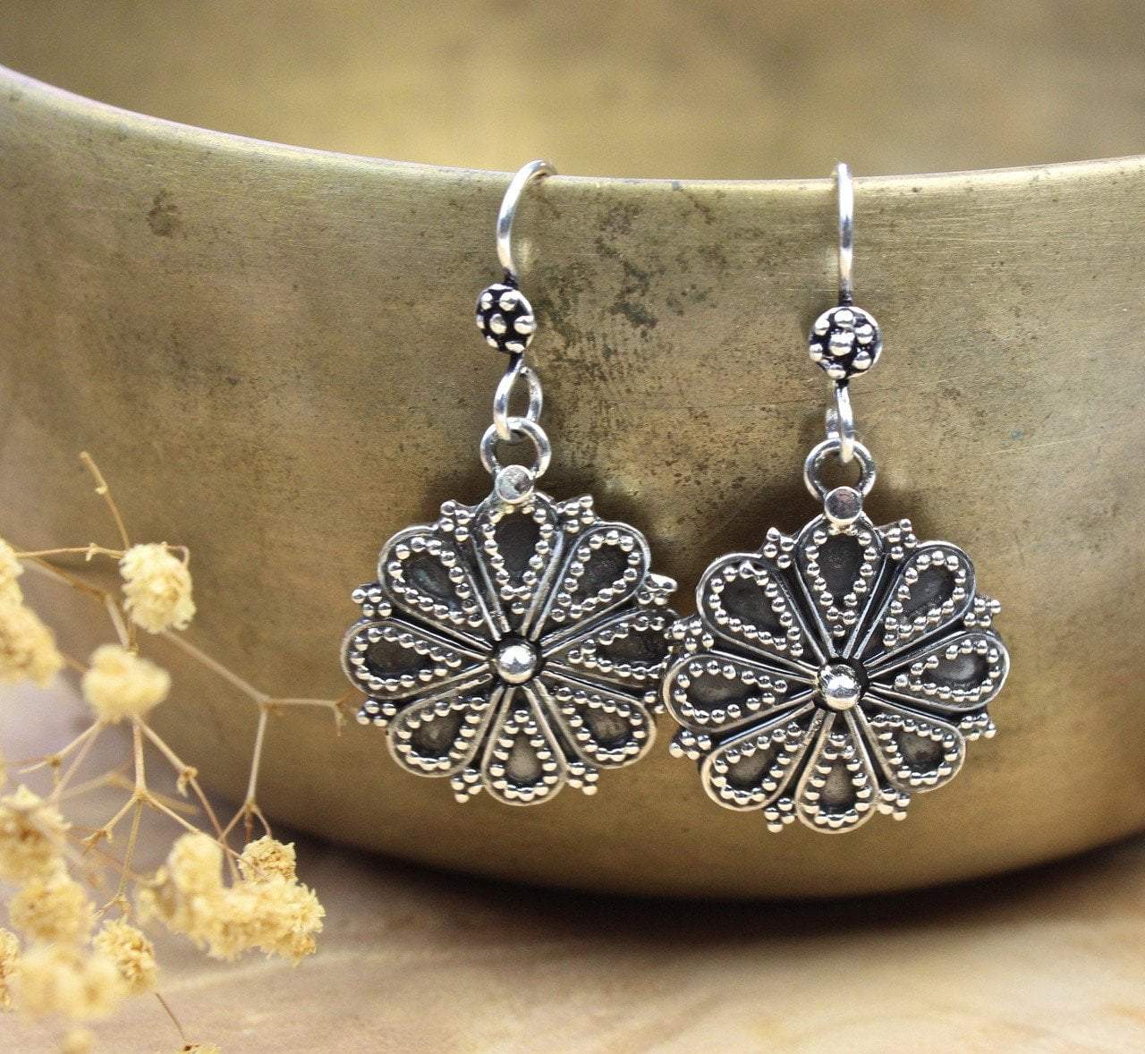 Good Omen Flower Earrings - Elegant Floral Dangle Earrings for Women, Perfect for Weddings, Parties & Everyday Wear