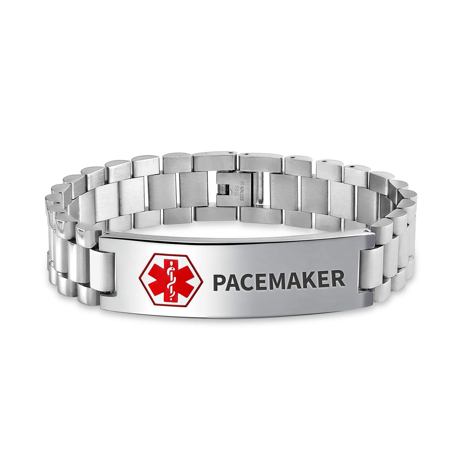Custom Engraved Medical ID Bracelet for Men - Stainless Steel 8.5