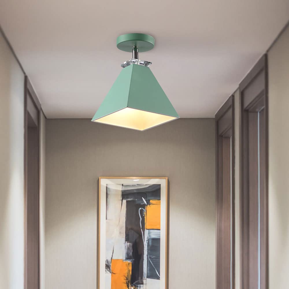Macaron Ceiling Light - Industrial Chandelier with Metal Shade, Semi Flush Mount Lighting Fixture, Nordic Style for Hallway, Corridor & Aisle - Perfect for Dining Room, Bedroom & Living Room Decor