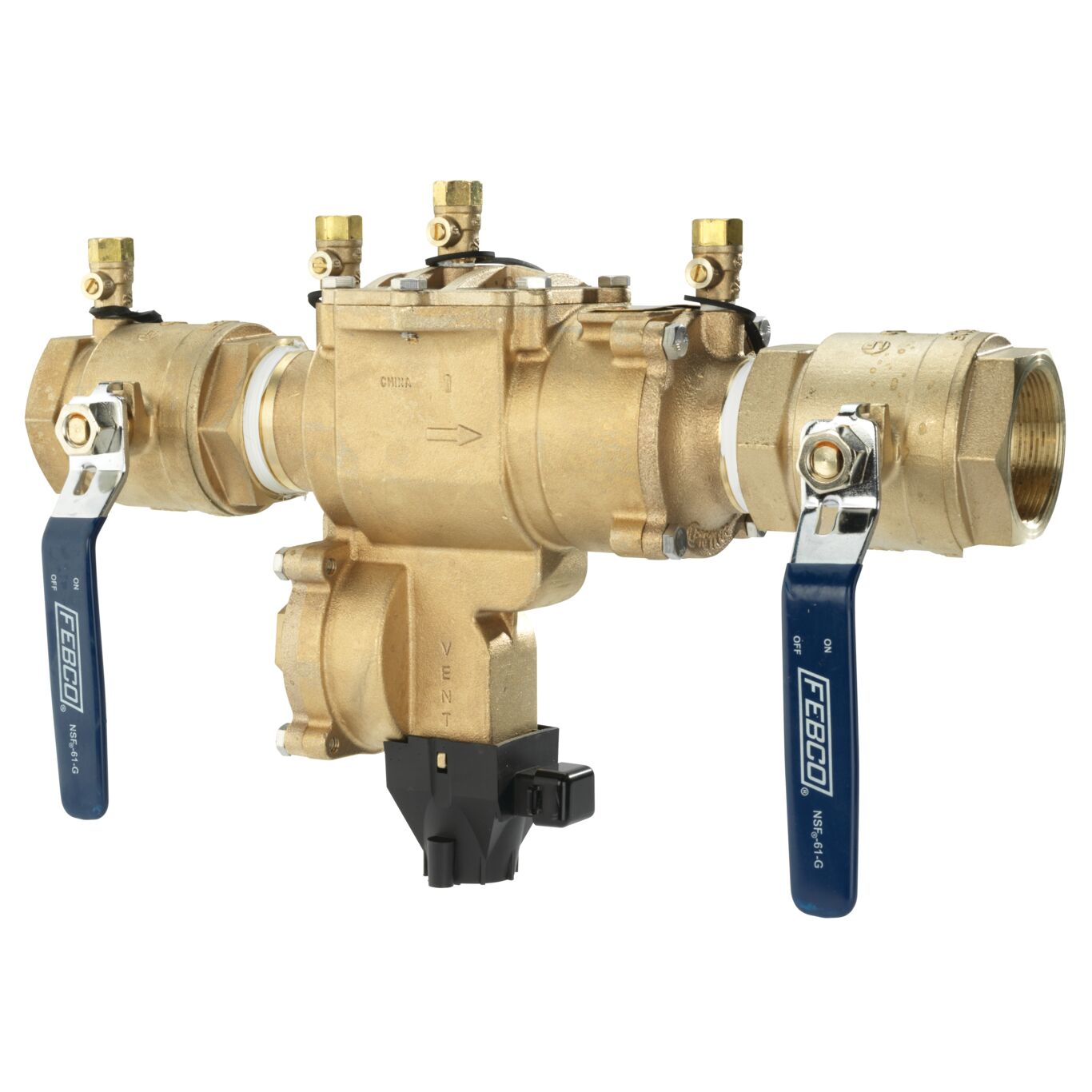 Febco 860 QT FS 2 2-Inch Bronze Reduced Pressure Zone Backflow Preventer Assembly with Quarter Turn Shutoff - Small Diameter Backflow Flood Sensor F1316 for Irrigation Systems, Water Supply Protection & Commercial Plumbing