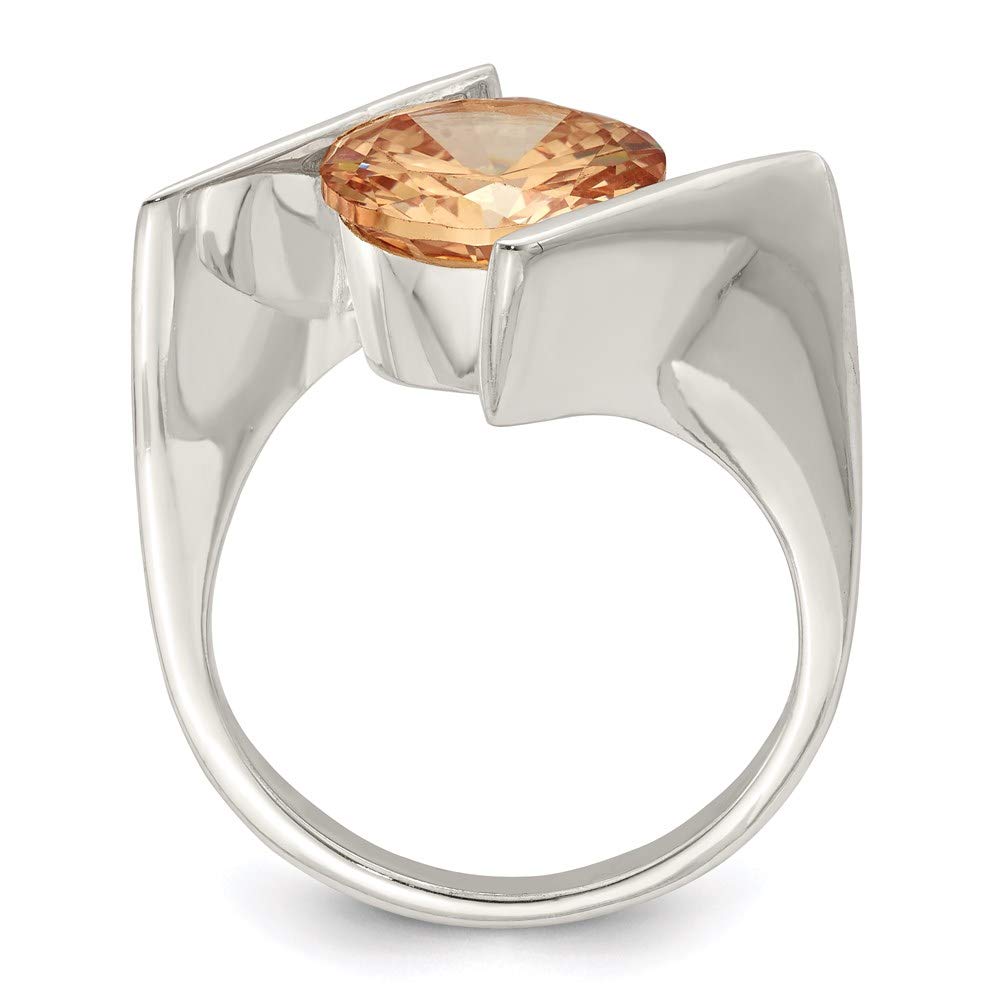 925 Sterling Silver Champagne Cubic Zirconia Ring for Women - Elegant Fine Jewelry Gift for Her - Perfect for Anniversaries, Birthdays & Special Occasions
