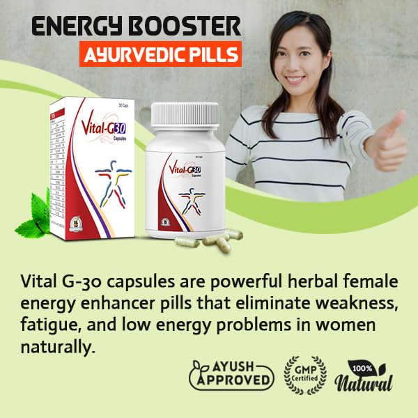 Vital G-30 Energy & Vitality Supplements for Women - 120 Capsules (4 x 30 Count) - Natural Boost for Fatigue, Focus & Stamina - Perfect for Busy Moms, Professionals & Active Lifestyles