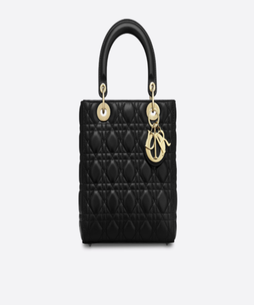 Lady Dior Lambskin Handbag in Black | Luxury Designer Shoulder Bag for Women | Perfect for Evening Parties & Special Occasions