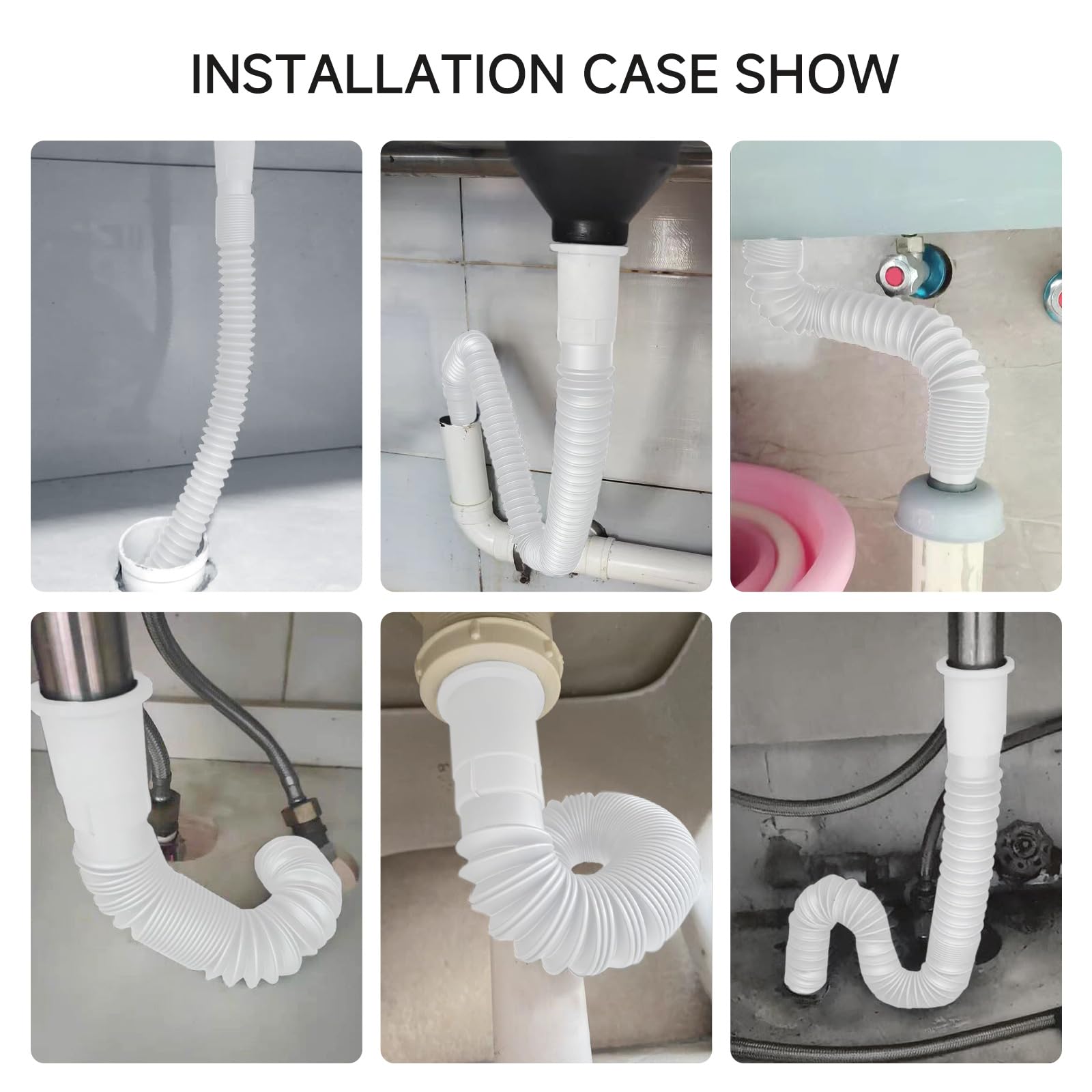 1-1/4 Inch Flexible Expandable Drain Pipe Tube S Trap - Universal Plastic Angle Extension for Kitchen & Bathroom Sink, Sewer Drain, Wash Basin - Perfect for Home Plumbing Repairs and DIY Installations