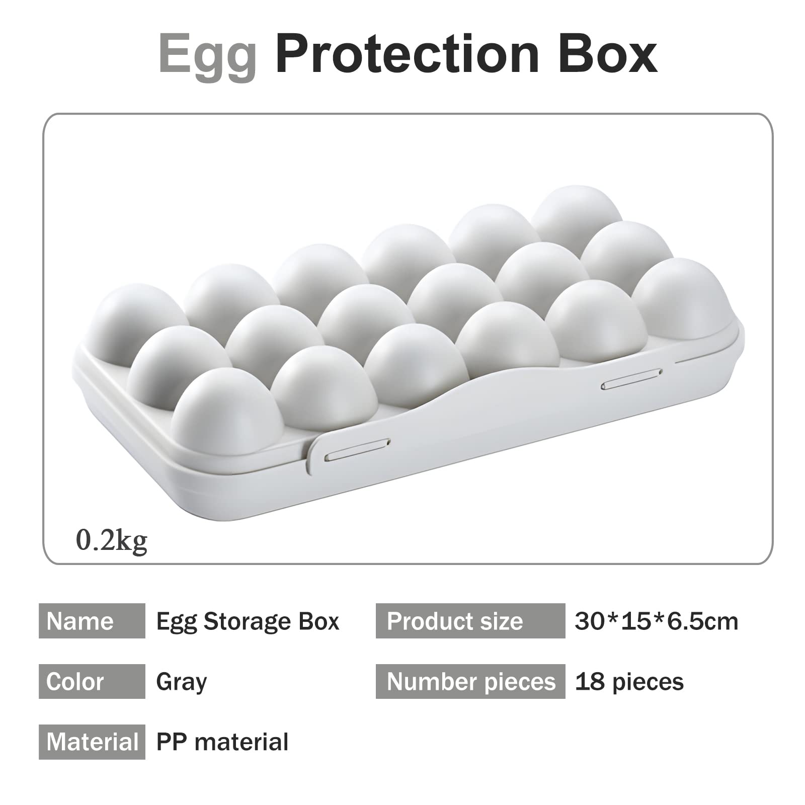 Large Capacity 18 Egg Holder - Durable Plastic Egg Storage Container & Organizer for Fridge, Camping, Travel | Stackable Kitchen & Outdoor Egg Tray (Gray) - Perfect for Picnics, Hiking & Home Kitchen Organization
