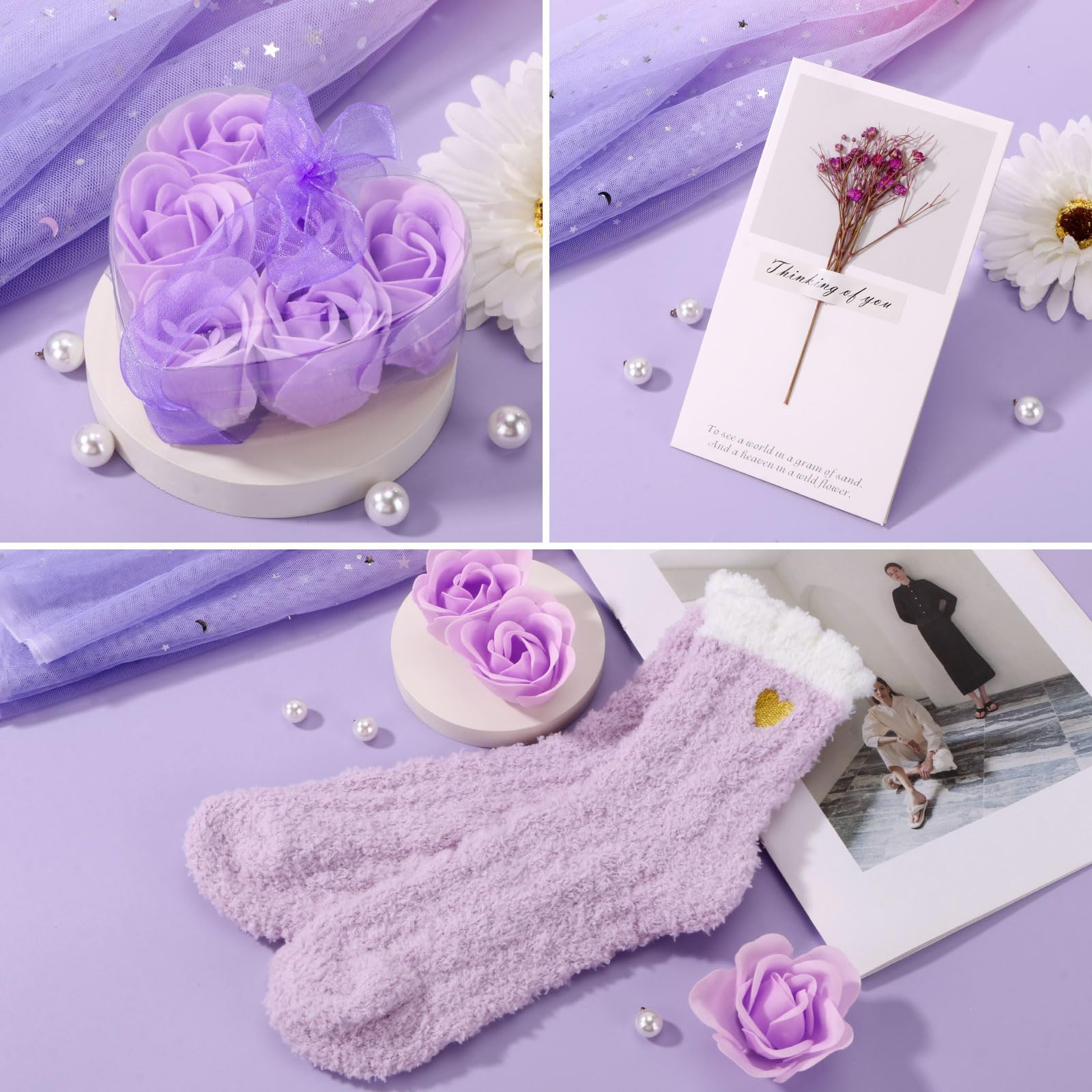 Relaxing Purple Spa Gift Set for Women - Self Care Birthday Gifts, Get Well Soon Care Package, Unique Mother's Day Present for Mom, Wife, Sister, Grandma & Girlfriend | Perfect for Home Spa Nights, Stress Relief & Pampering Gifts