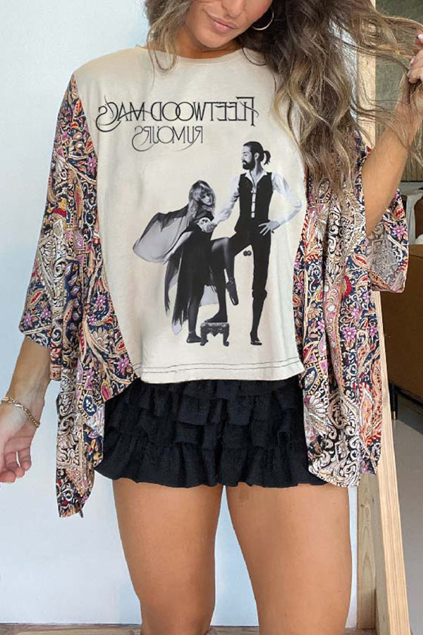 Stylish Ethnic Print Batwing Sleeve Loose Blouse - Boho Chic Women's Tunic Top for Casual Wear, Summer Outfits & Festival Fashion