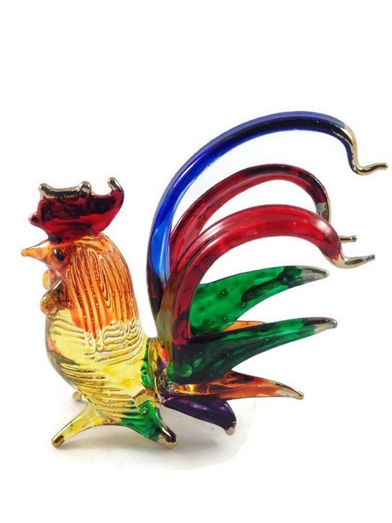 Hand-Blown Clear Glass Crystal Chicken Figurine - Tiny Art Hen Sculpture for Animal Collections & Home Decor | Perfect for Display, Gifts, and Farmhouse Decor